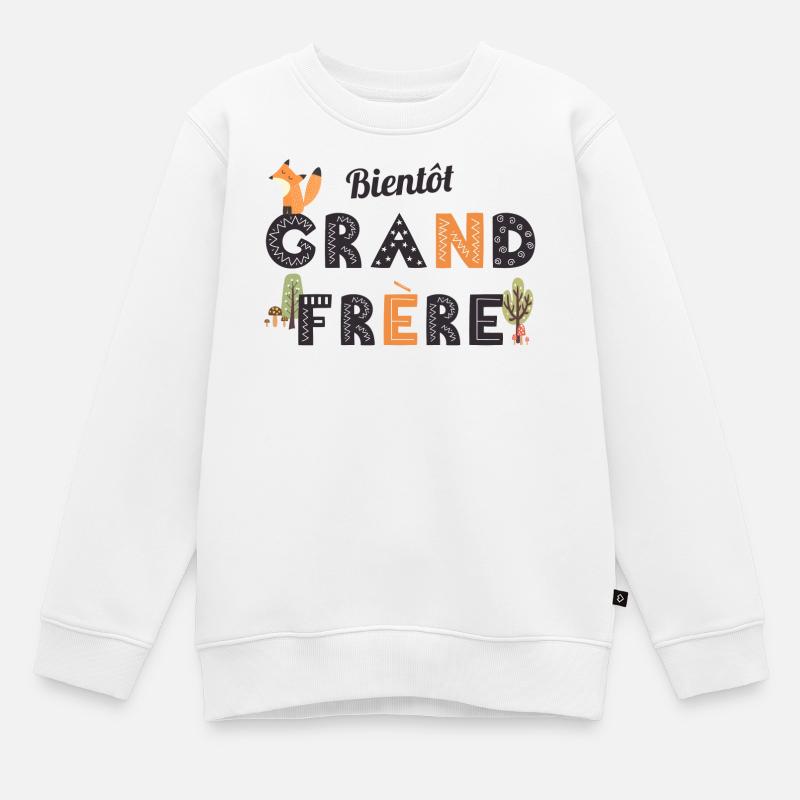 bientôt grand frère renard forêt - Sweat Premium enfant bio - blanc