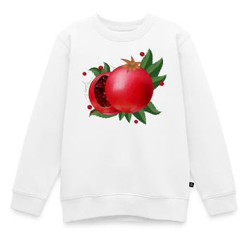 blutrote geöffnete Granatäpfel mit Blätter - Kinder Premium Organic Sweatshirt - Weiß - Vorne - AI Model Kid Male (0cm)
