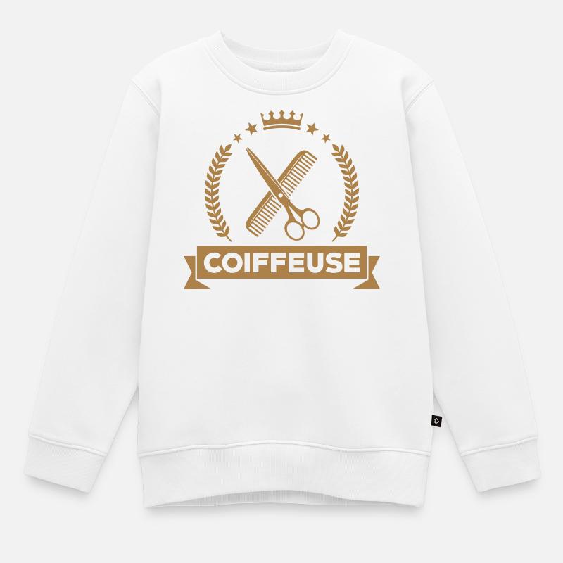 Coiffeur - Coiffeuse - Coiffure - Sweat Premium enfant bio - blanc