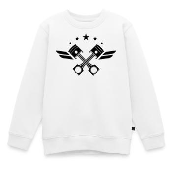 Pistons de moteur croisés avec des ailes et des étoiles - Sweat Premium enfant bio - blanc - Devant - AI Model Kid Male (0cm)