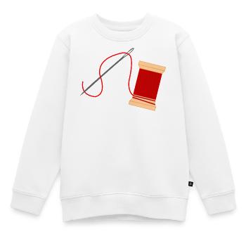 Broderie de logo à l’aiguille et au fil - Sweat Premium enfant bio - blanc - Devant - AI Model Kid Male (0cm)