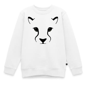 Big cat gaze – l’élégance avec le mordant - Sweat Premium enfant bio - blanc - Devant - AI Model Kid Male (0cm)