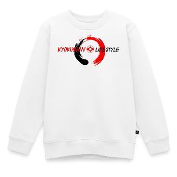 enso zen circle rouge noir Kyokushin lifestyle - Sweat Premium enfant bio - blanc - Devant - AI Model Kid Male (0cm)