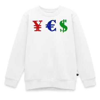 Yen Euro Dollar - YES - Sweat Premium enfant bio - blanc - Devant - AI Model Kid Male (0cm)