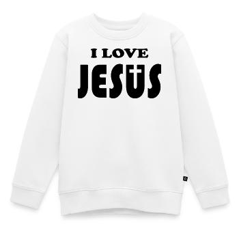 I love Jesus - Kinder Premium Organic Sweatshirt - Weiß - Vorne - AI Model Kid Male (0cm)
