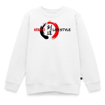 Écriture japonaise Kendo dans le cercle enso zen - Sweat Premium enfant bio - blanc - Devant - AI Model Kid Male (0cm)