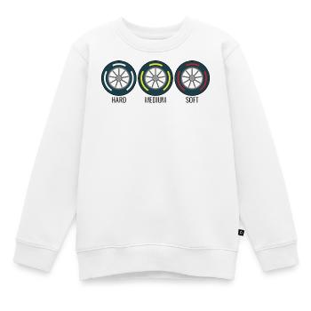 Pneus Formule voiture course - Sweat Premium enfant bio - blanc - Devant - AI Model Kid Male (0cm)