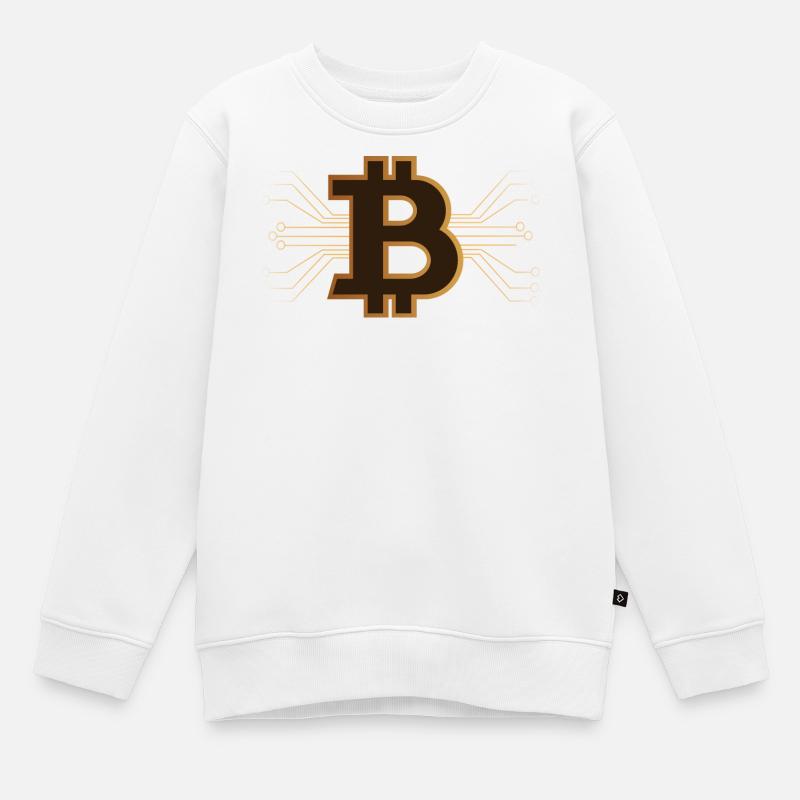 Bitcoin - Cryptomonnaie Brun/Or - Sweat Premium enfant bio - blanc