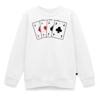 Karo- Herz- Pik- Kreuz-As Kartenspiel Poker Profi - Kinder Premium Organic Sweatshirt - Weiß - Vorne - AI Model Kid Male (0cm)