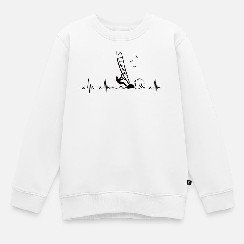 Windsurfing Heartbeat avec Windsurfer Pulse Frequency - Sweat Premium enfant bio - blanc