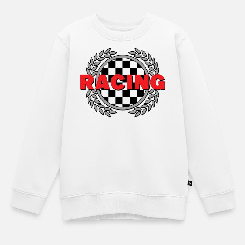 Course - Le drapeau à damier Laurel quitte Racing Sport - Sweat Premium enfant bio - blanc