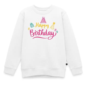 Happy Birthday Bunte Schrift - Kinder Premium Organic Sweatshirt - Weiß - Vorne - AI Model Kid Male (0cm)