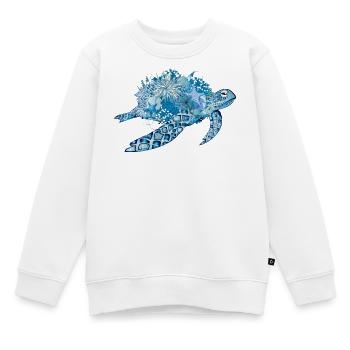 fantasievolle blaue Wasserschildkröte mit Korallen - Kinder Premium Organic Sweatshirt - Weiß - Vorne - AI Model Kid Male (0cm)