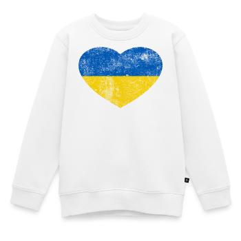 Ukraine Flagge Fahne Grunge Retro Herz - Kinder Premium Organic Sweatshirt - Weiß - Vorne - AI Model Kid Male (0cm)