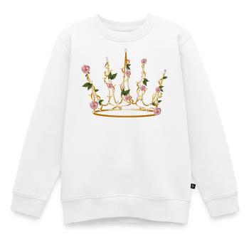 zarte Dornröschen Krone aus Rosenblüten & Blätter - Kinder Premium Organic Sweatshirt - Weiß - Vorne - AI Model Kid Male (0cm)