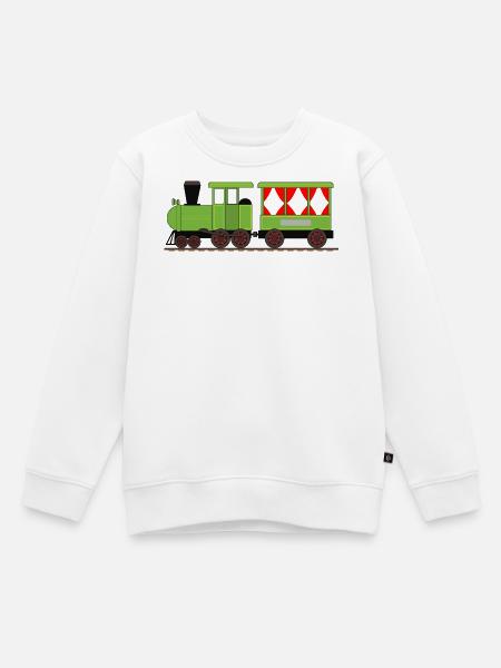 Dampflok Zug Eisenbahn - Kinder Premium Organic Sweatshirt - Weiß