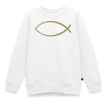 Ichtus poisson or - Sweat Premium enfant bio - blanc - Devant - AI Model Kid Male (0cm)