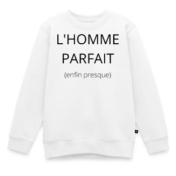 Homme parfait - Sweat Premium enfant bio - blanc - Devant - AI Model Kid Male (0cm)