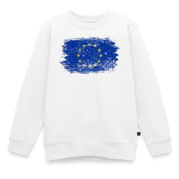 Pinselstrich EU-Kreisflagge - Kinder Premium Organic Sweatshirt - Weiß - Vorne - AI Model Kid Male (0cm)