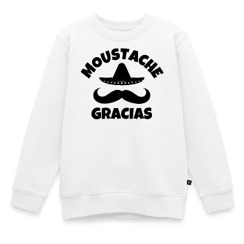 moustache, moustachu, moustache gracias - Sweat Premium enfant bio - blanc - Devant - AI Model Kid Male (0cm)