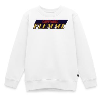 Fauler Kapitän - Kinder Premium Organic Sweatshirt - Weiß - Vorne - AI Model Kid Male (0cm)