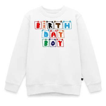 Bannière de couleur de garçon d’anniversaire - Sweat Premium enfant bio - blanc - Devant - AI Model Kid Male (0cm)
