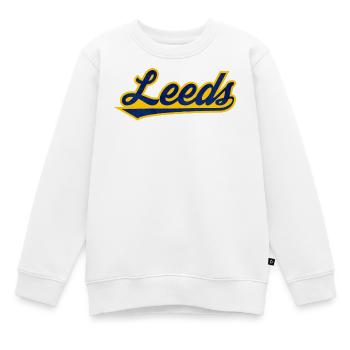 Lettrage Leeds Uk - Sweat Premium enfant bio - blanc - Devant - AI Model Kid Male (0cm)