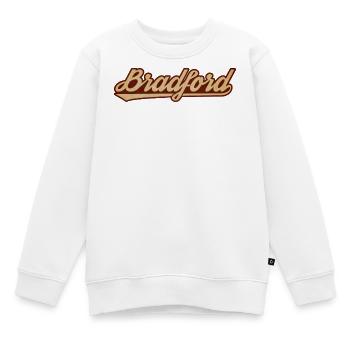Lettrage vintage Bradford - Sweat Premium enfant bio - blanc - Devant - AI Model Kid Male (0cm)