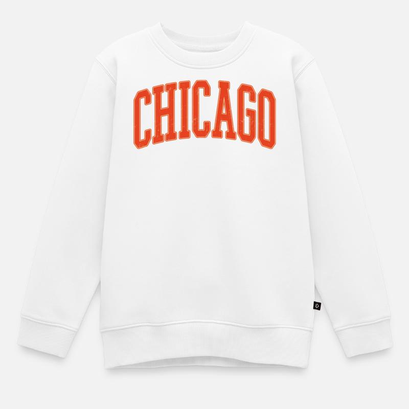 Chicago Arc Text in Orange 3D - Kinder Premium Organic Sweatshirt - Weiß