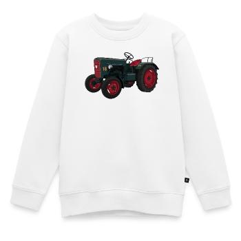 Grüner Retro Schlepper Illustration - Kinder Premium Organic Sweatshirt - Weiß - Vorne - AI Model Kid Male (0cm)