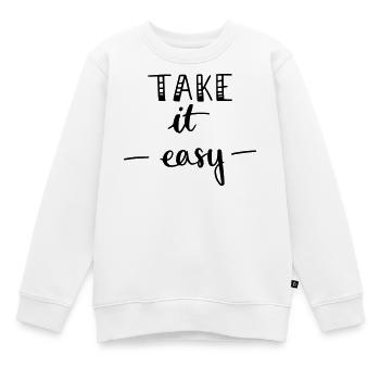 take it easy - Kinder Premium Organic Sweatshirt - Weiß - Vorne - AI Model Kid Male (0cm)