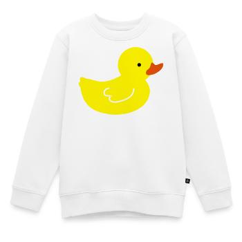 Fröhliche Quietscheente: Ein Hauch von Gelb - Kinder Premium Organic Sweatshirt - Weiß - Vorne - AI Model Kid Male (0cm)