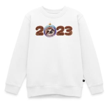 2023 Silvester Neujahr Jahreswechsel Faultier - Kinder Premium Organic Sweatshirt - Weiß - Vorne - AI Model Kid Male (0cm)