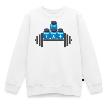 Protein Power Trio Silhouetten - Kinder Premium Organic Sweatshirt - Weiß - Vorne - AI Model Kid Male (0cm)