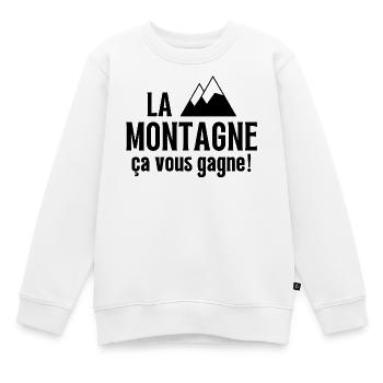 ski, skieur, fan de ski - Sweat Premium enfant bio - blanc - Devant - AI Model Kid Male (0cm)