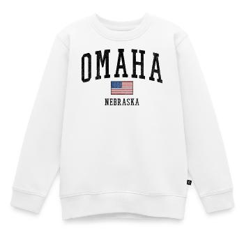 Omaha Nebraska USA Motiv mit Flagge - Kinder Premium Organic Sweatshirt - Weiß - Vorne - AI Model Kid Male (0cm)