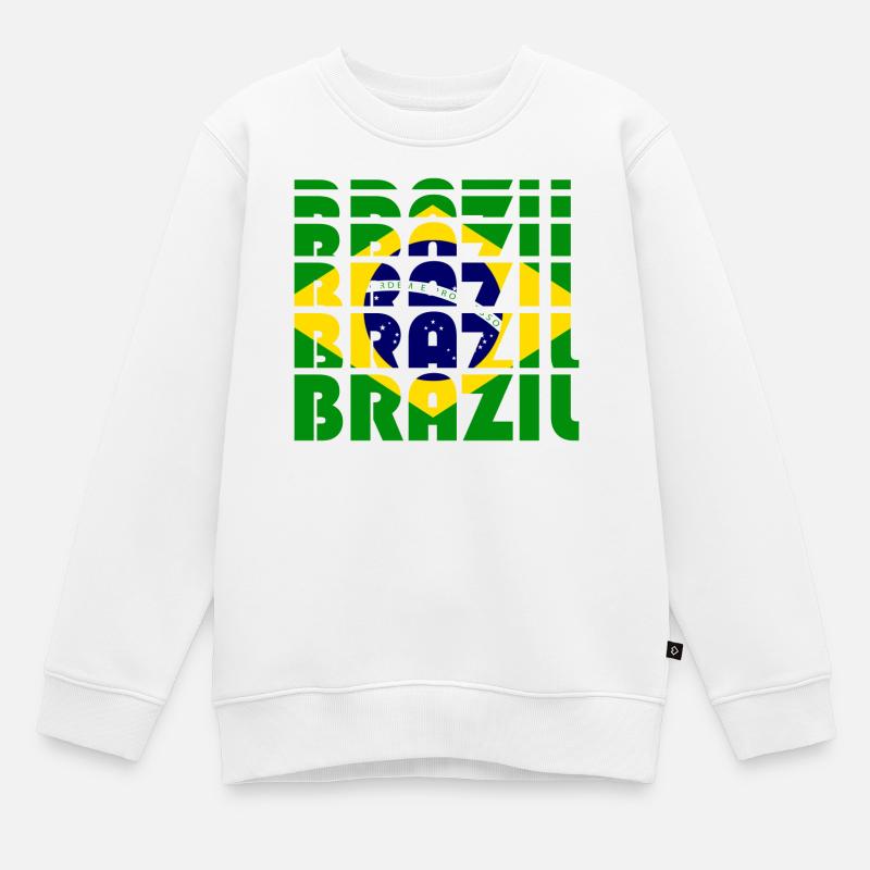 Grille des drapeaux du Brésil - Sweat Premium enfant bio - blanc