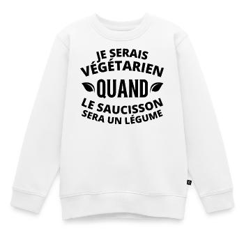végétarien, végane, végan - Sweat Premium enfant bio - blanc - Devant - AI Model Kid Male (0cm)