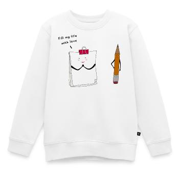 Remplir ma vie d’amour - Sweat Premium enfant bio - blanc - Devant - AI Model Kid Male (0cm)