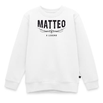 MATTEO A LEGEND verziert - Kinder Premium Organic Sweatshirt - Weiß - Vorne - AI Model Kid Male (0cm)
