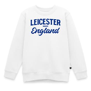 Leicester England Script Logo - Kinder Premium Organic Sweatshirt - Weiß - Vorne - AI Model Kid Male (0cm)