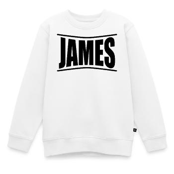nom t-shirt James t-shirt idée cadeau - Sweat Premium enfant bio - blanc - Devant - AI Model Kid Male (0cm)