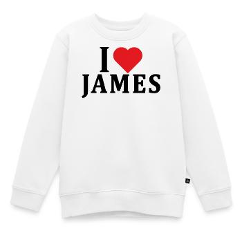 t-shirt J’aime James idée cadeau t-shirt - Sweat Premium enfant bio - blanc - Devant - AI Model Kid Male (0cm)