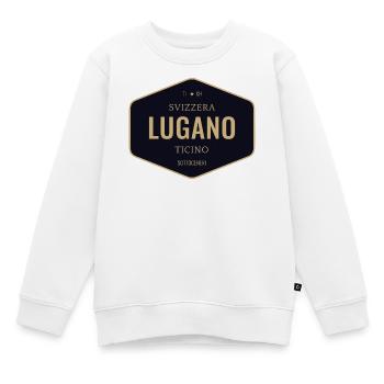 Lugano Abzeichen Gold Navy - Kinder Premium Organic Sweatshirt - Weiß - Vorne - AI Model Kid Male (0cm)