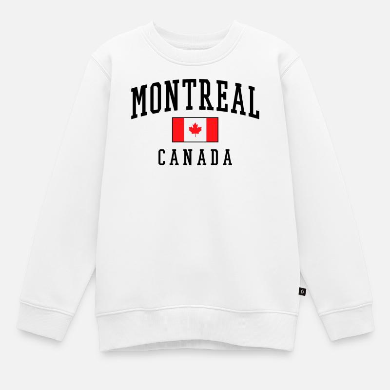 Montréal, Canada, Design avec motif de feuille d’érable - Sweat Premium enfant bio - blanc