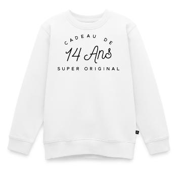 Cadeau 14 ans  - Sweat Premium enfant bio - blanc - Devant - AI Model Kid Male (0cm)