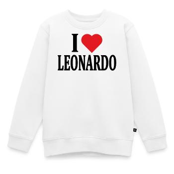 T-Shirt Name I love Leonardo T-Shirt Geschenkidee - Kinder Premium Organic Sweatshirt - Weiß - Vorne - AI Model Kid Male (0cm)