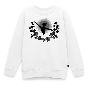 Ballerina Silhouette mit schwarzen Eukalyptus - Kinder Premium Organic Sweatshirt - Weiß - Vorne - AI Model Kid Male (0cm)