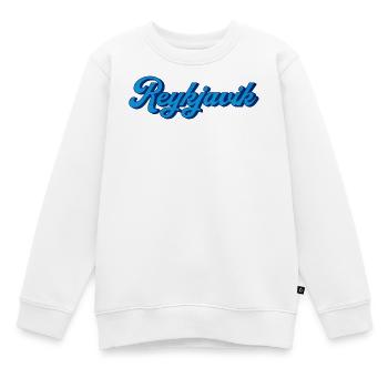 Reykjavik Blau Script Logo - Kinder Premium Organic Sweatshirt - Weiß - Vorne - AI Model Kid Male (0cm)
