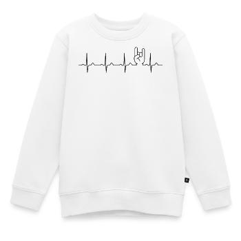 Heavy-Metal EKG Pommesgabel Herzschlag Festival - Kinder Premium Organic Sweatshirt - Weiß - Vorne - AI Model Kid Male (0cm)
